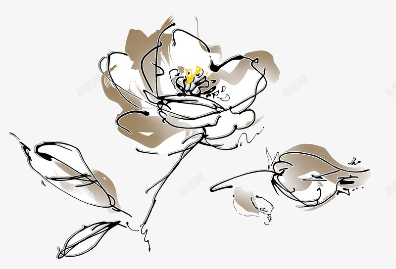 国风手绘木棉花png免抠素材_新图网 https://ixintu.com 富贵的 手绘的 木棉花 木棉花手绘 木棉花树 漂亮的 白色的 装饰花朵