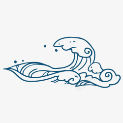 蓝色卡通浪花素材