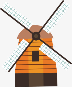 具有荷兰风情的风车屋矢量图素材
