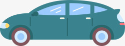 扁平化汽车曲线卡通蓝色小车矢量图高清图片