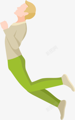 扁平绿色跳跃男人素材