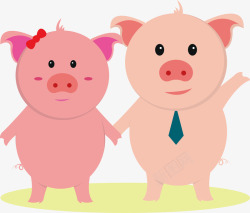 情侣小猪小猪情侣卡通矢量图高清图片