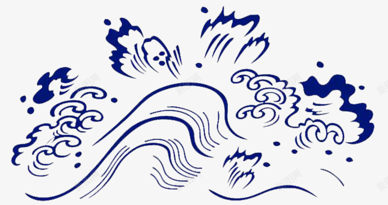 古典蓝色水纹png免抠素材_新图网 https://ixintu.com 古典 水纹 波纹 海浪 蓝色