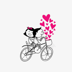 满框溢出的爱心带着满框爱心骑车的情侣高清图片