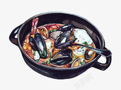 卡通海鲜砂锅素材