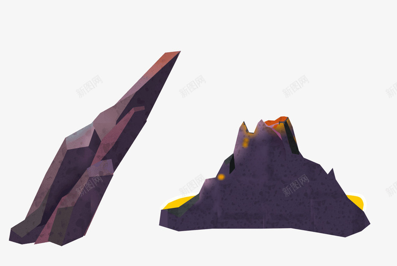 卡通手绘山体岩石png免抠素材_新图网 https://ixintu.com 卡通 岩石 插画 石头