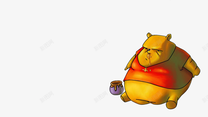 胖子黄色小熊蜂蜜罐png免抠素材_新图网 https://ixintu.com 卡通 小熊 胖子 蜂蜜罐 黄色