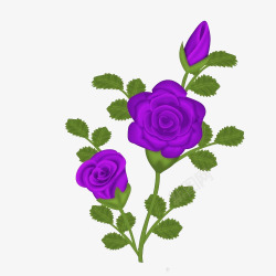 卡通紫色玫瑰花素材