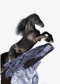 黑色马石头和马高清图片