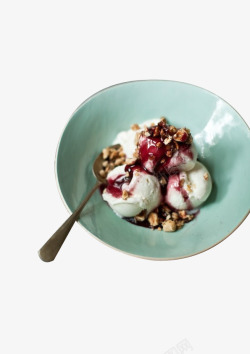 坚果碎蓝莓果酱冰淇淋高清图片