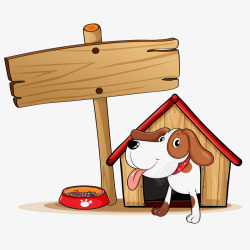 路与可爱木屋住在小木屋里的可爱卡通狗高清图片