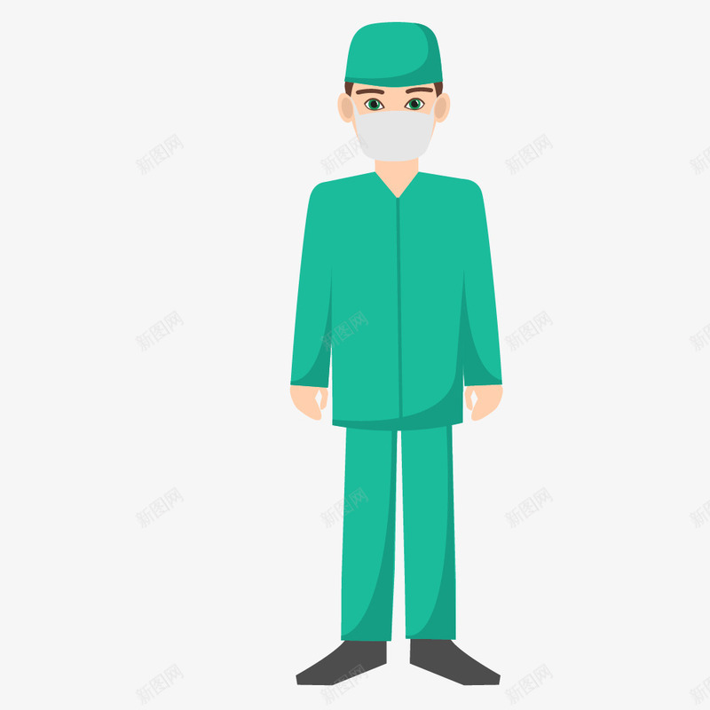 戴口罩的医护人员png免抠素材_新图网 https://ixintu.com 医护人员 卡通 卫生 口罩 帽子 绿色工作服