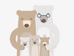 三只蠢熊五口之家高清图片