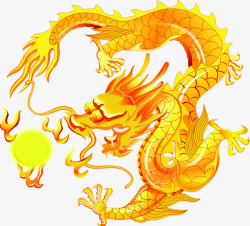 金色龙戏珠国庆中国风素材