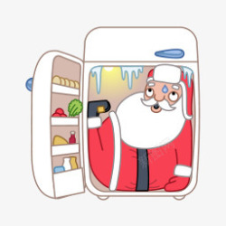 合成创意效果圣诞老人在冰箱素材