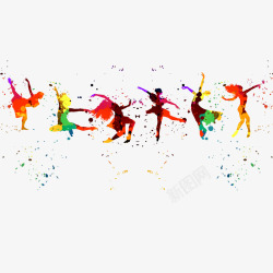 彩色旋转曲线彩色舞蹈人物名片高清图片