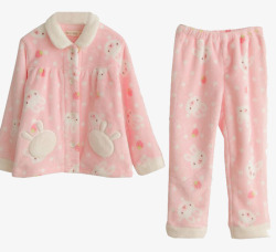 珊瑚绒儿童睡衣粉色珊瑚绒女孩高清图片