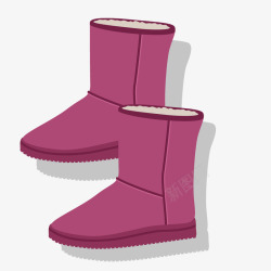 加厚靴子紫色雪地靴高清图片