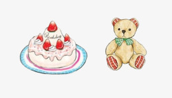 草莓熊小熊与蛋糕高清图片