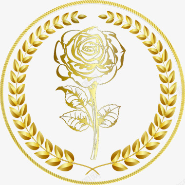 金色玫瑰花麦穗logo图标图标