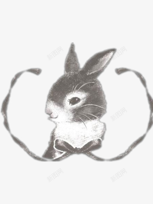 手绘萌兔子png免抠素材_新图网 https://ixintu.com 好看的兔子 手绘 漂亮的兔子 灰色的兔子