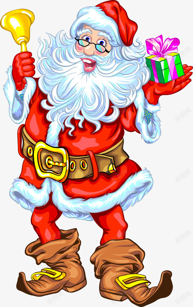 圣诞节老人png免抠素材_新图网 https://ixintu.com 人物 圣诞 圣诞快乐 圣诞节 礼盒 老人 铃铛