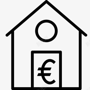 货币欧元回家房子贷款钱价格货币图标图标