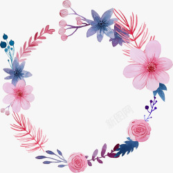 水墨圆环花卉背景图案素材