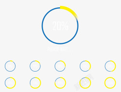 矢量正在加载简约扁平蓝黄圆形缓冲图标高清图片