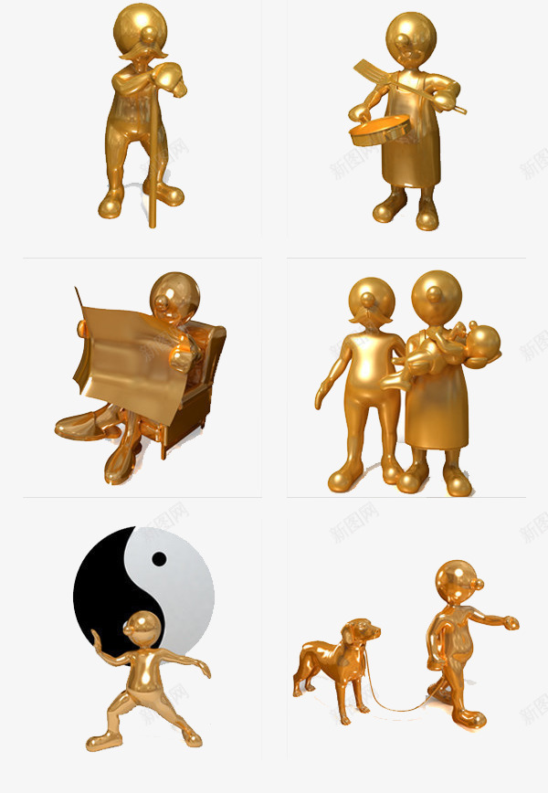 金色老人图标png_新图网 https://ixintu.com 3D小人 主题为3D人物 关注老人图 老年人 金色3D老人