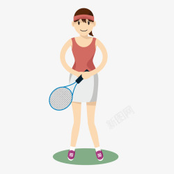 网球女子卡通人物案矢量图素材