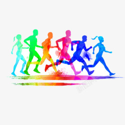 人站立剪影彩色起跑跑步的人高清图片