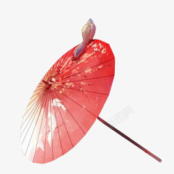 红色大伞油纸伞手绘画片高清图片