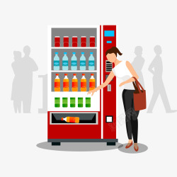 自动自选售卖卡通饮料自动贩卖机矢量图高清图片