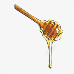 搅拌蜂蜜的木棒手绘黄色蜂蜜搅拌棒高清图片