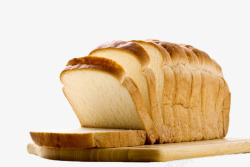 小麦木板图片砧板上切片的面包实物高清图片