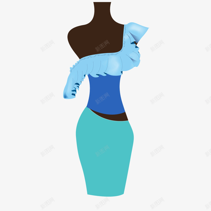 蓝色性感女性包臀裙png免抠素材_新图网 https://ixintu.com 包臀裙 女性 性感 矢量蓝色 蓝色