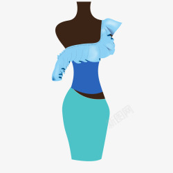 蓝色性感女性包臀裙素材