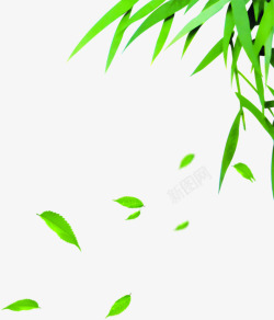 绿色清新竹叶飘散素材