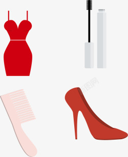 红色性感礼服裙素材