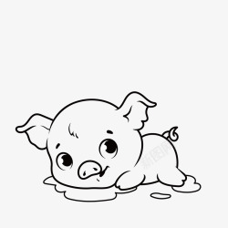 趴在地上的小猪手绘卡通可爱小猪高清图片