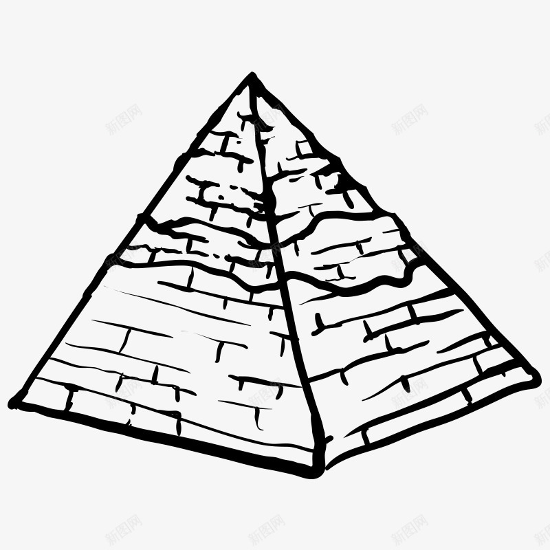 手绘卡通简洁金字塔图标png_新图网 https://ixintu.com 三棱锥 三角体 三角形 手绘 立体 装饰图案 金字塔 黑白