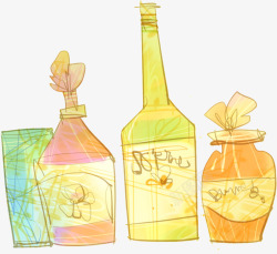 细化手绘香水细化酒瓶高清图片