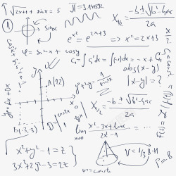 手写数学方程式手写公式漂浮高清图片