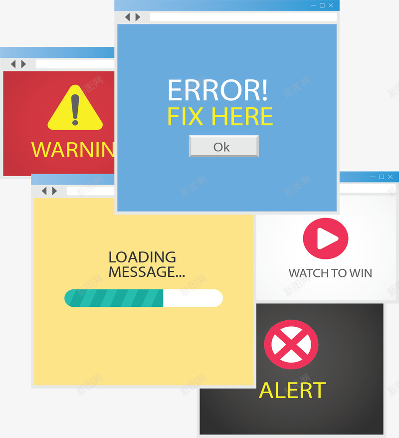 网站网页彩色弹窗矢量图ai免抠素材_新图网 https://ixintu.com 广告 广告弹窗 弹窗 彩色弹窗 矢量png 网络广告 矢量图