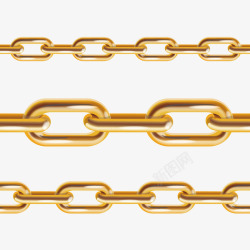 三条金色的金属链矢量图素材