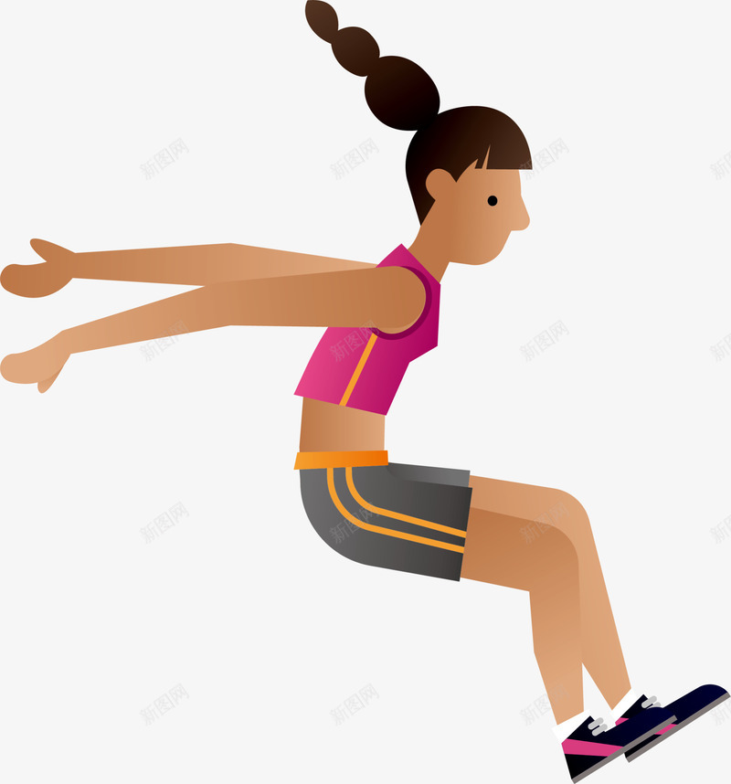 体育运动跳远运动png免抠素材_新图网 https://ixintu.com 体育运动 跳起来 跳跃 跳远运动 运动风 麻花辫