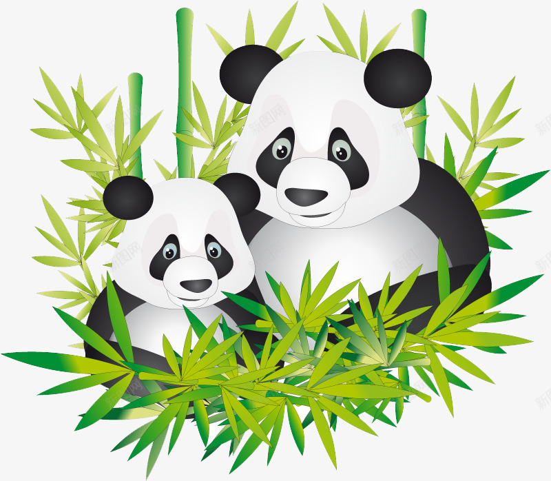 大小熊猫母子矢量图eps免抠素材_新图网 https://ixintu.com 大小 母子 熊猫与竹子 矢量图