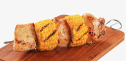 一串玉米玉米鸡肉串高清图片