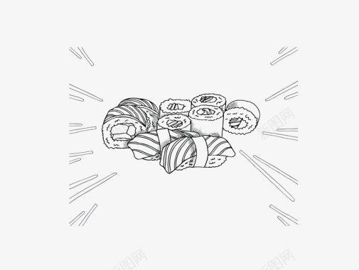手绘风日式美食寿司矢量图图标图标